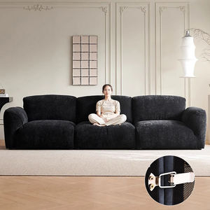 Ensemble de canapé modulaire pour salon en tissu chenille à pétales modernes, rembourrage en duvet, gris foncé avec pieds en acier inoxydable - Product Image 1
