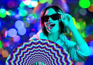 Quạt Phát Sáng UV Cho Nữ/Nam, Quạt Rave Lớn Với Quạt Cầm Tay Vải Nylon Tre Để Biểu Diễn, Khiêu Vũ, Tiệc Liên Hoan, EDC, - Product Image 6