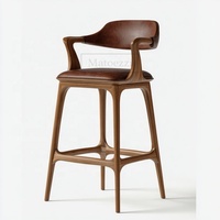 Chaise de bar haute en bois massif Tabouret de comptoir nordique moderne à dossier haut pour bar à domicile Salle à manger Mobilier d'hôtel Sièges de café et de restaurant
