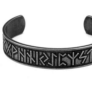 Pulsera de acero inoxidable para hombre de estilo retro nórdico, brazaletes de moda con texto <span class=keywords><strong>Runa</strong></span> vikingo antiguo - Product Image 6