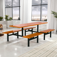 Ensemble table et chaises de salle à manger en acier moderne pour appartement, école, hôpital, utilisation durable, imperméable, design contemporain, capacité de 8 personnes