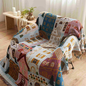 Nouvel arrivage de couverture tissée tricotée de <span class=keywords><strong>ville</strong></span> de Noël de luxe <span class=keywords><strong>tapisserie</strong></span> Camping pique-nique jeter des couvertures pour canapé-lit - Product Image 4