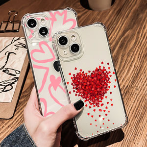 Funda de teléfono TPU a prueba de golpes con corazón de amor de lujo <span class=keywords><strong>iPhone</strong></span> 14 Pro Max Compatible 15Pro 8Plus 17 ProMax Material impreso Liner - Product Image 5