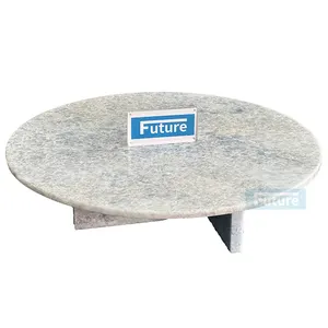 ריהוט אבן עתידי שולחן תה בסיס נמוך שיש סלון יוקרה טבעי מותאם אישית עגול שיש כחול שולחן קפה