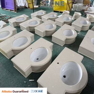 Lavabo à main de comptoir d'hôtel de ferme moderne en marbre naturel de forme ovale Verseau avec bol d'évier en onyx doré - Product Image 1