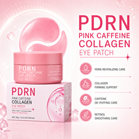 Patchs pour les yeux au collagène et à la caféine rose PDRN en gros, 60 patchs, masque raffermissant au rétinol pour les poches, les cernes et les ridules