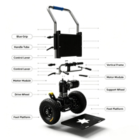 Chariot à main électrique pliable en acier robuste pour l'escalade des escaliers, à batterie, pour le transport de bagages, cinq roues solides