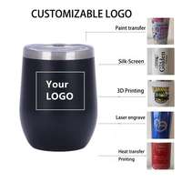 Logo Kustom 12oz Bebas BPA Lapisan Powder Coating Dinding Ganda Stainless Steel Vacuum Insulated Wine Tumblers Cangkir Hadiah Bisnis Stok Tersedia
