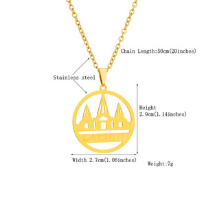 Colliers en chaîne Yezidi <span class=keywords><strong>Lalish</strong></span> en gros, en acier inoxydable, plaqué or 18 carats, avec pendentif drapeau national Yazidi - Product Image 5