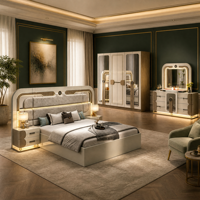 Ensemble de meubles de chambre à coucher complet de luxe pour filles, cadre de lit en tissu entièrement rembourré, personnalisable, taille twin, full, queen, king