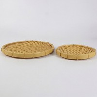 Panier de rangement suspendu en rotin tressé PP, plateau rond de service, organisateur de fruits, pain et collations pour la maison, la cuisine, la salle de bain, l'hôtel, l'exposition