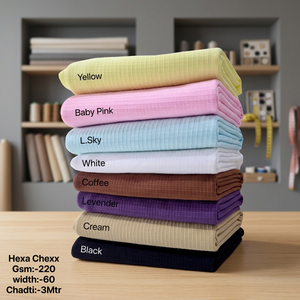 ผ้า Hexa Chexx พรีเมียม 220 GSM กว้าง 60 นิ้ว ผ้าทอเนื้อริบบ์ สำหรับการผลิตเสื้อผ้าและของตกแต่งบ้าน - Product Image 3