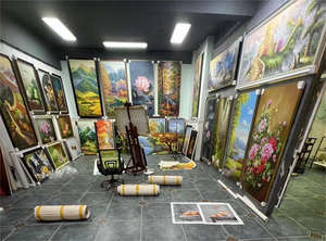 Peintures de <span class=keywords><strong>paysage</strong></span> sur toile de décoration intérieure de style européen Cabane de forêt Arts muraux Peintures à l'huile sur toile <span class=keywords><strong>Paysage</strong></span> aux couleurs vives - Product Image 5