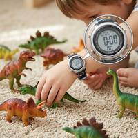 Montre-bracelet lumineuse pour enfants, motif dinosaure mignon, bracelet en silicone souple, résistance à l'eau 3BAR