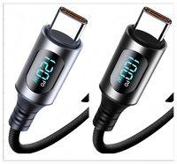 Grosir Pabrik Kabel USB C 100w dengan tampilan LCD Pd pengisi daya Cepat Smart USB Charger transparan kabel Data C ke C dengan Logo