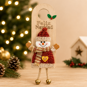 Pafu Feliz Navidad Wooden Reindeer Santa Snowman <strong>Door</strong> <strong>Knob</strong> Sign Christmas Home Party Hanging Decoration Christmas <strong>Door</strong> Hanger - Product Image 3