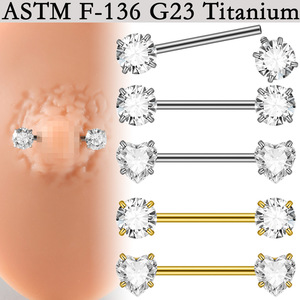 Joyería para Piercing de Pezón de Titanio F136 al por Mayor Clover, Anillo de Piercing para Seno de Titanio G23 con Zirconia Sexy y Baño de Oro - Product Image 1