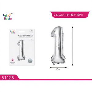 Palloncino Mylar Argentato Numero 1 da 16 Pollici con Striscione Stampato per Feste, Celebrazioni, Festa della Mamma, Laurea, Capodanno Cinese ed Eventi - Product Image 1