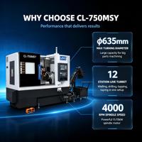 Tour-fraiseuse à double broche LEYO CL750MSY avec axe Y, tour CNC multitâches pour pièces complexes, homologué CE