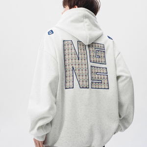 Haute qualité décontracté solide coupe ample poids lourd coton hommes hiver automne broderie sweats à capuche - Product Image 1