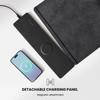 Tapis de bureau avec chargeur sans fil, tapis de souris détachable, imperméable, bureau de jeu, doux, respirant, tapis de bureau pour ordinateur avec chargeur sans fil