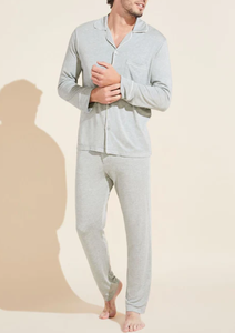 Pijama de tela modal con logotipo personalizado, pijama familiar supersuave, pijama de manga larga, 2 piezas, ropa de dormir a cuadros <span class=keywords><strong>para</strong></span> pareja y familia - Product Image 3