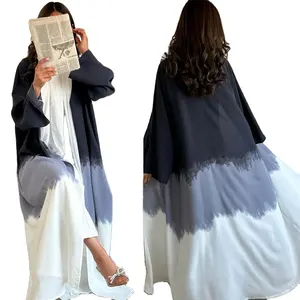 Islamic Clothing Two Piece Set Muslim Fashion Tie Dyed Cloak Summer New European And American Cardigan Dress Muslim Open Abaya
