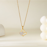 RINHOO - Collar de Acero Inoxidable de Alta Calidad Chapado en Oro de 18k para Mujer, Collar de Corazón de Acero Inoxidable, Regalo de Joyería