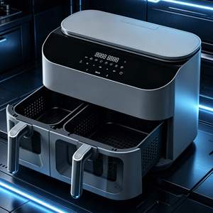 หม้อทอดไร้น้ำมันดิจิตอลแบบสองตะกร้า 4 ลิตร + 6 ลิตร 2850 วัตต์ 40-200 ° เตาอบไฟฟ้าแบบไม่ติดกระทะ C 7 โปรแกรมตั้งค่าล่วงหน้า สำหรับใช้ในบ้านและเชิงพาณิชย์ 110-240V - Product Image 4