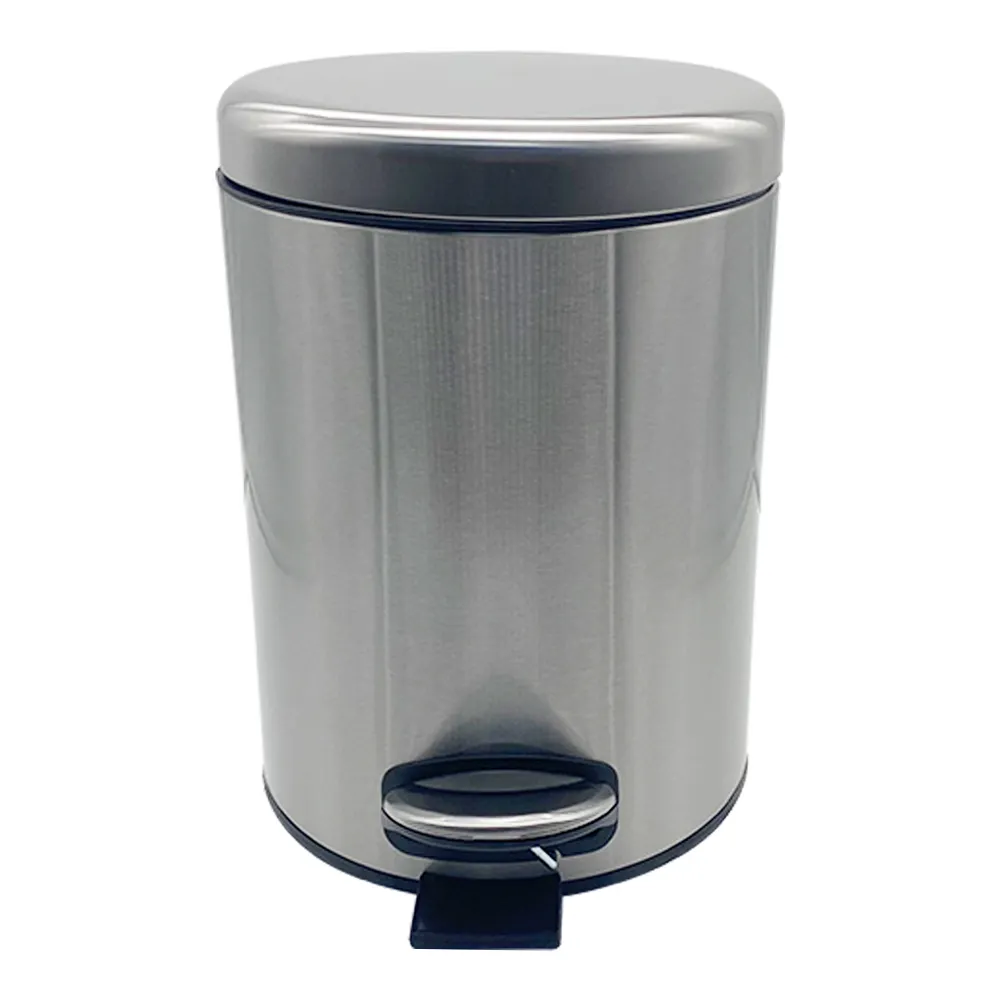 Cheap price stainless steel 5L matte kitchen foot pedal garbage trash can bathroom garden office dustbin waste bin