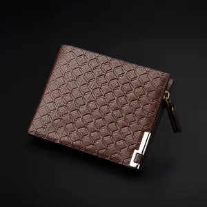 wholesale leather wallets New men's casual business embossed hardware clip zipper chain wallet