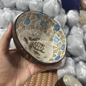 Bol en coquille de noix de coco fait à la main écologique avec laque brillante | Bol de cuisine réutilisable biodégradable - Product Image 6