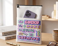 Sac à dos en coton et lin avec fermeture éclair pour transfert thermique, pochette de rangement vierge pour sublimation, imprimée pour la papeterie