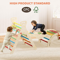 Pickler-Dreieck 8-in-1 Faltbares Klettergerüst aus Holz mit Rutsche, Bogen, Leiter, Rampe und Kreidetafel für Kleinkinder