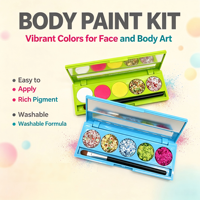 Ensemble de peinture pour le visage et le corps multi-couleurs, écologique, non toxique, peinture crème + palette de paillettes, pinceau miroir pour les fêtes d'enfants