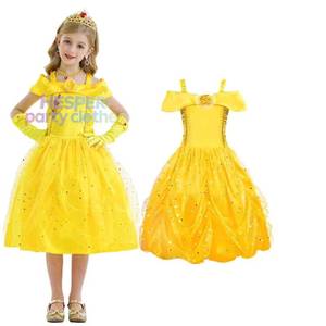 Costume de princesse jaune HP pour filles, robe de soirée en coton avec bretelles pour bal et fête - Product Image 1