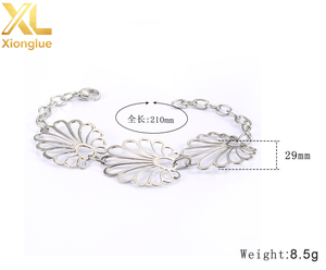 Bracelet avec pendentif en forme de pétale de fleur, en acier inoxydable plaqué or véritable, pour femmes, bijoux fins, cadeaux pour filles - Product Image 6