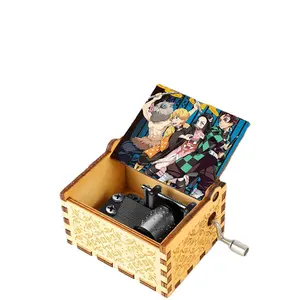 Kotak musik kayu kontrol sensor polos bulat kotak musik piano pernikahan pop mozart kotak musik kustom