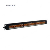 Panel Patch 1U Rak Mount 24 Port RJ45 Tanpa Perisai, Kompatibel PoE, Cat6/Cat5e/Cat6A, Grosir Pabrik, dengan Kabel T568A/B