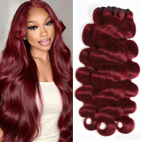 Extensions de cheveux humains colorés rouges 100% naturels, mèches brutes vietnamiennes