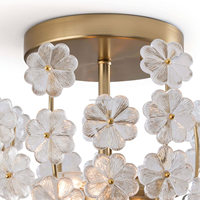 Lustre moderne de luxe en forme de fleur en cristal pour la maison, suspension design pour salon, décoration dorée pour plafond