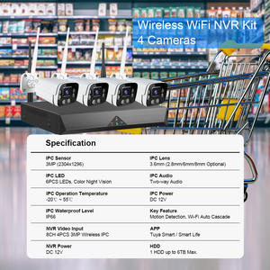Système de caméra de sécurité pour maison intelligente Tuya 4CH 3MP Caméra IP <span class=keywords><strong>sans</strong></span> <span class=keywords><strong>fil</strong></span> avec détection de mouvement WiFi 6 Kit de <span class=keywords><strong>surveillance</strong></span> NVR - Product Image 2