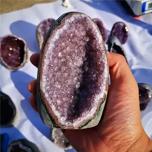 天然原始水晶巴西紫色紫水晶 geode 孔/集群紫水晶孔紫水晶批发水晶