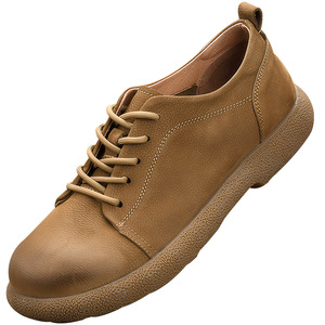 Chaussures bateau en cuir à lacets, bout rond, semelle extérieure en caoutchouc, semelle intermédiaire en EVA, respirantes, chaussures décontractées pour hommes, printemps - Product Image 4