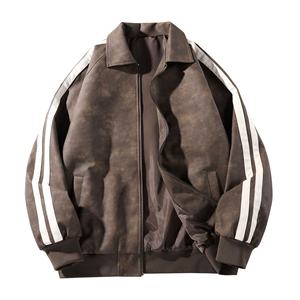 2025 primavera otoño Vintage PU <span class=keywords><strong>chaqueta</strong></span> de cuero para hombres moda <span class=keywords><strong>americana</strong></span> calle estilo suelto Stand Collar Casual abrigo transfronterizo - Product Image 1