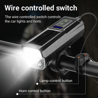 Phare de vélo à chargement USB avec haut-parleur, affichage de la puissance, lampe torche solaire étanche
