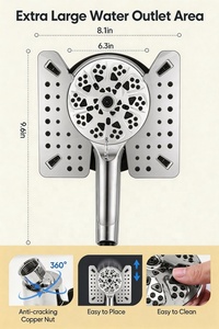 <span class=keywords><strong>Pommeau</strong></span> <span class=keywords><strong>de</strong></span> <span class=keywords><strong>douche</strong></span> moderne haute pression chromé 2-en-1 (main et pluie) avec installation facile pour salle <span class=keywords><strong>de</strong></span> bain - Product Image 5