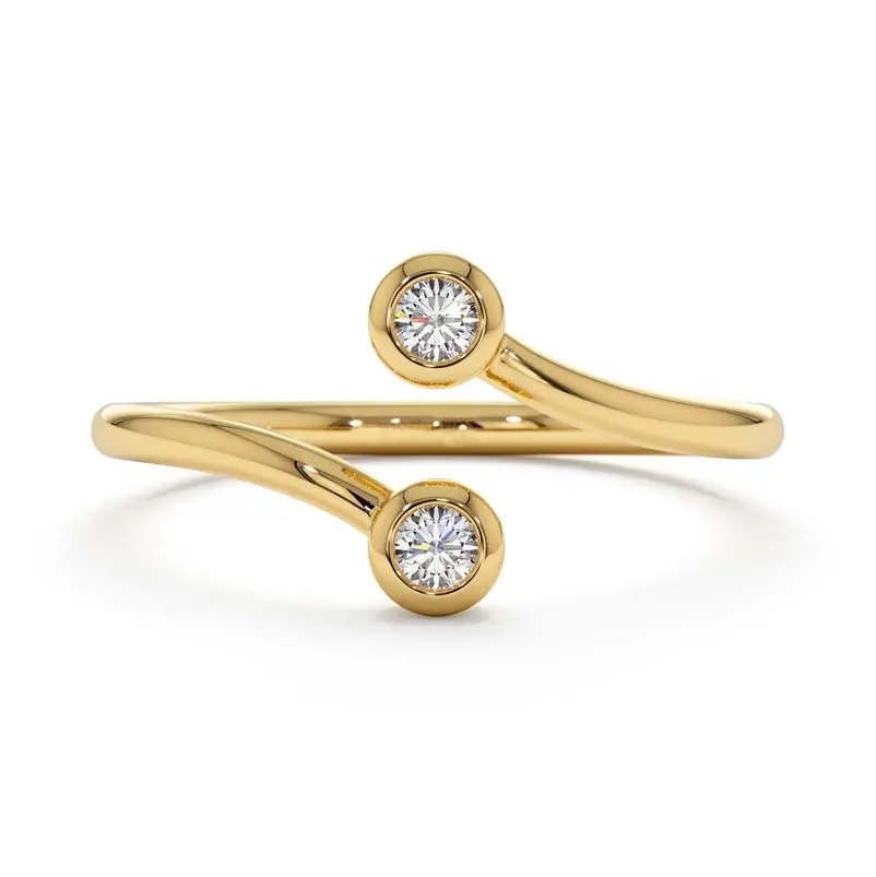 Gemnel all'ingrosso design semplice impermeabile lungo ultimo gioielli in argento sterling 925 due anelli da dito regolabili con zirconi di alta qualità