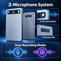 Enregistreur vocal intelligent à carte magnétique IA, double microphone avec réduction du bruit, enregistrement de réunions, traduction et transcription, rechargeable Type-C