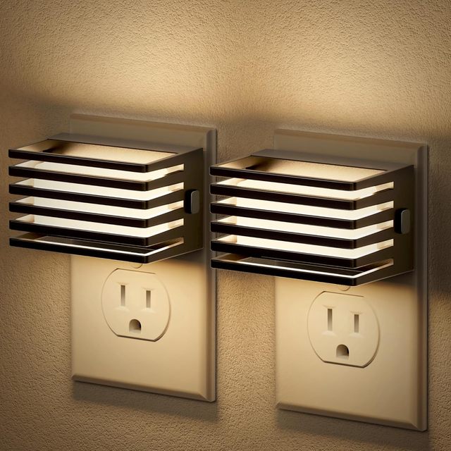 LOHAS 1W Night Lights Fence Style Square Plug-in Nightlight 1W Soft White Decorative LED Night Lighting for Bedroom Hallway